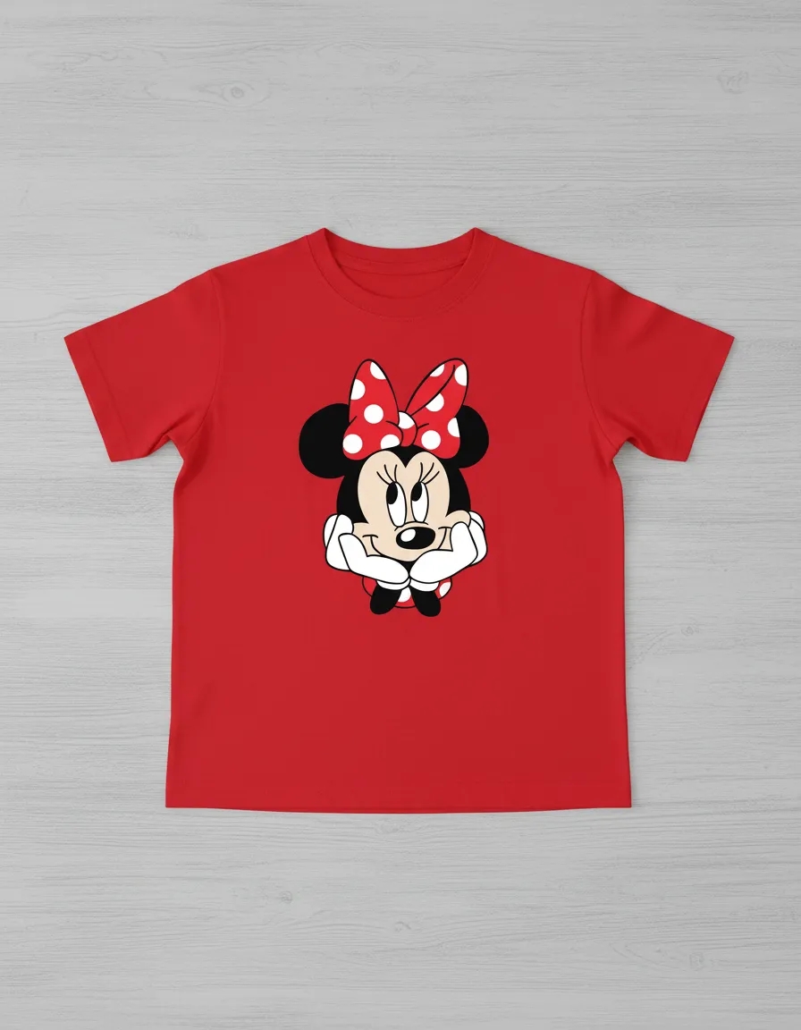 Camiseta Red Manga Curta Infantil Unissex Minnie Mouse mlr