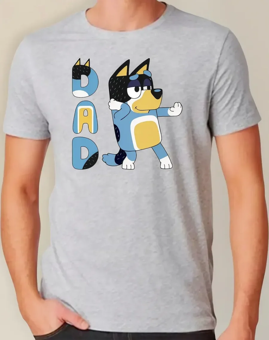 D_NQ_NP_2X_911393-MLB110672302135_042026-F-camiseta-masculina-rc-pai-bluey-bandit-tradicional Camiseta Manga Curta Cinza Adulto Unissex Bluey Bandit Pai Silk Screen Manual Premium mlr