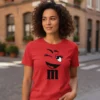 Camiseta Vermelha M&m Baby Look Piscadinha Divertido mlr
