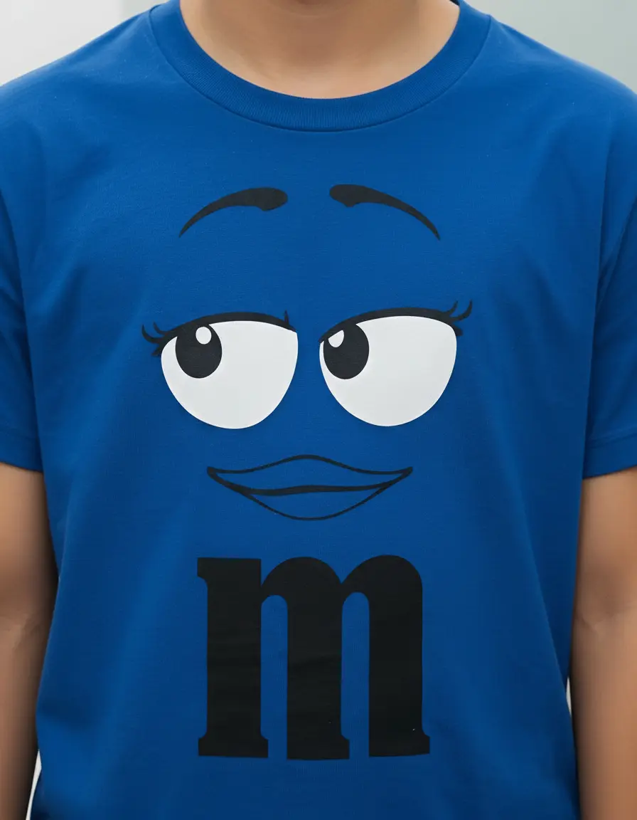 Camiseta Azul Infantil Unissex m&m  Mod 3 mlc