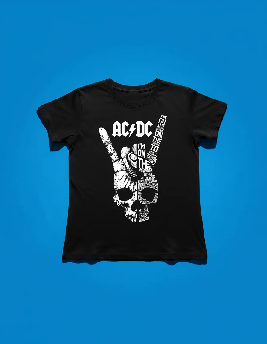 Camiseta Preta Baby Look Ac/Dc Highway To Hell spe