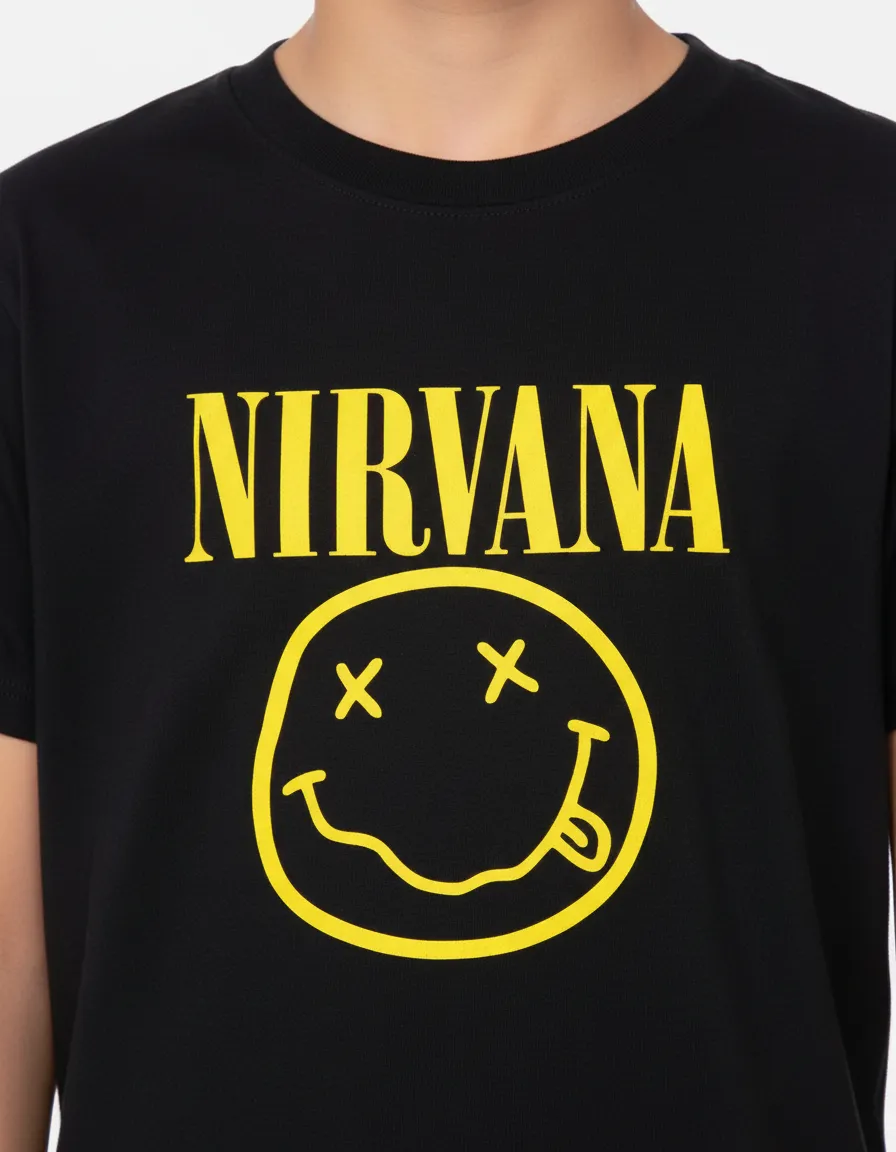 Camiseta Preta Infantil Banda Nirvana spe