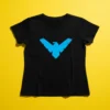 Camiseta Preta Manga Curta Baby Look Feminina Asa Noturna mlc