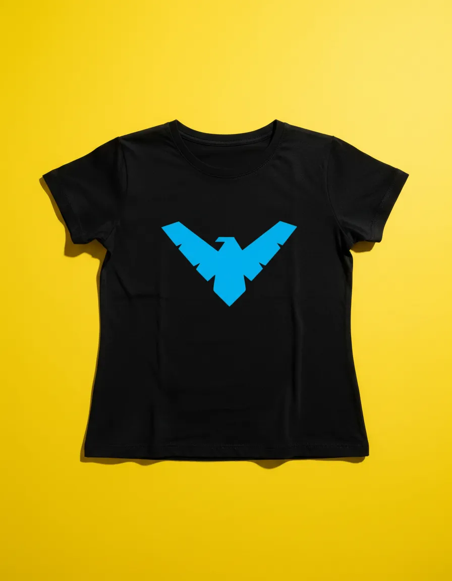 Camiseta Preta Manga Curta Baby Look Feminina Asa Noturna mlc