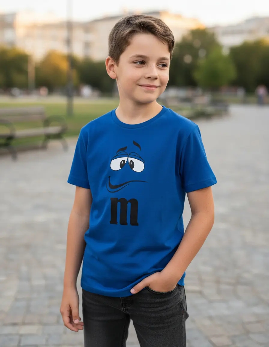 Camiseta Azul Infantil M&m mlc