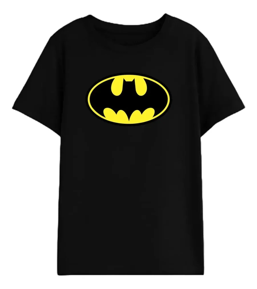 Camiseta Preta Infantil Unissex Batman mlc