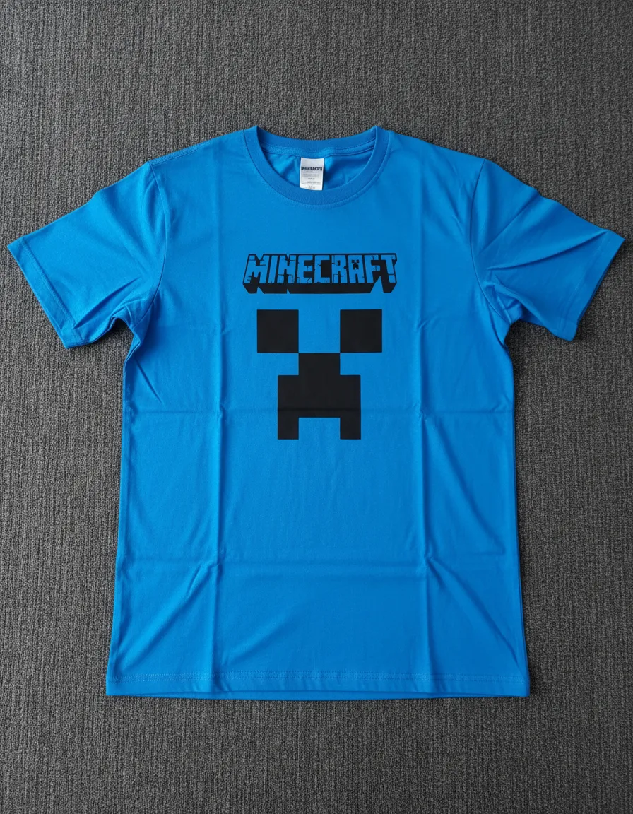 Camiseta Manga Curta Adulto Unissex Azul-royal Minecraft Creeper mlc
