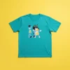 Camiseta Masculina Desenho Pai Bluey Bandit Tradicional Cor Azul-Turquesa mlc