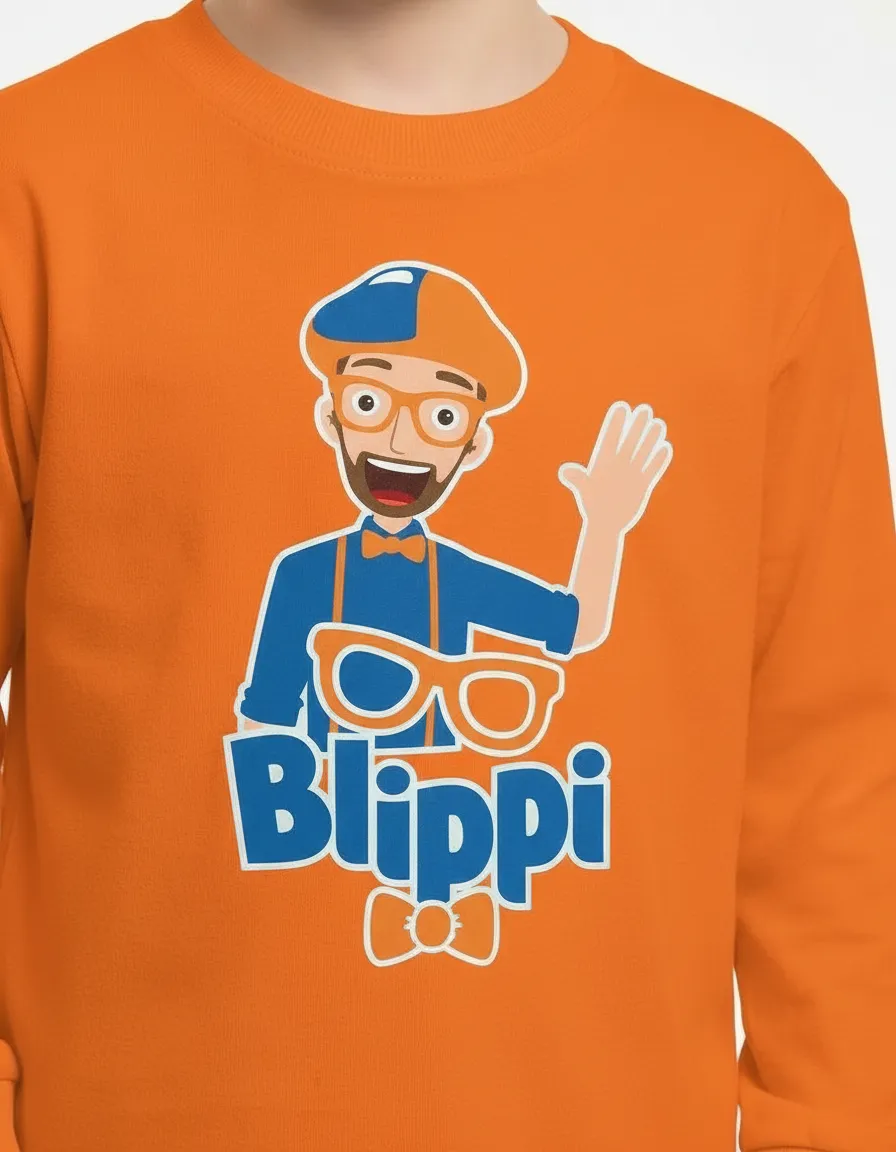 Camiseta Manga Comprida Infantil Unissex Laranja Blippi mlr