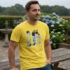 Camiseta Amarela Manga Curta Adulto Unissex Bluey Bandit Pai Silk Screen Manual Premium mlc