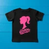 Camiseta Preta Manga Curta Infantil Barbie mlc