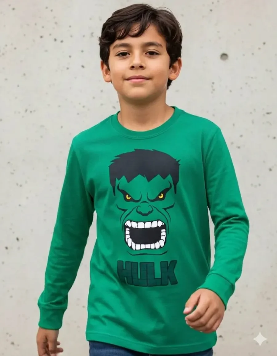 Camiseta Verde Manga Comprida Longa Infantil Incrivel Hulk mlc