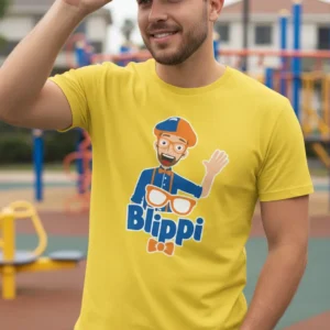 D_NQ_NP_2X_957303-MLB106680513485_022026-F-camiseta-blippi-adulto-tradicional-t-shirt Camiseta Manga Curta Amarela Adulto Unissex Blippi Youtuber T-shirt ML
