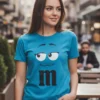 Camiseta Azul-turquesa Manga Curta Adulto Baby Look Mod. 3 mlr