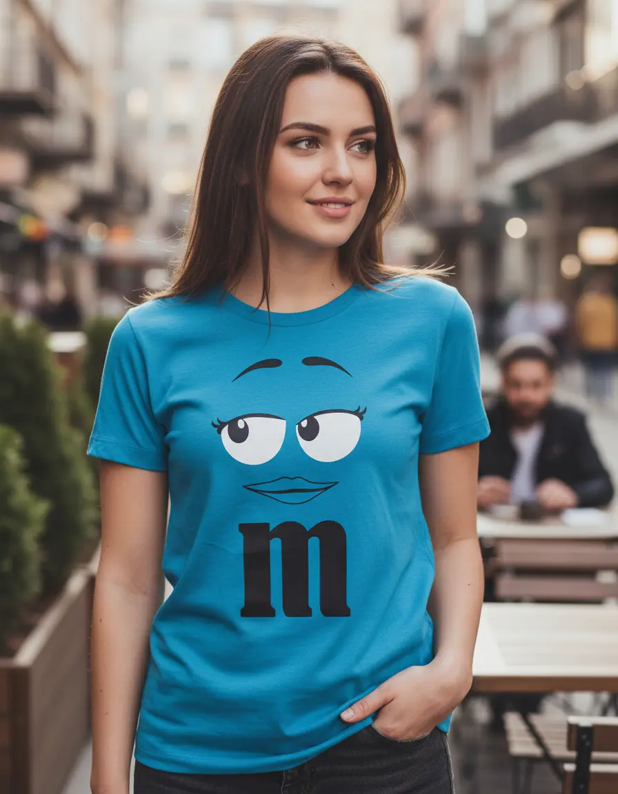Camiseta Azul-turquesa Manga Curta Adulto Baby Look Mod. 3 mlr