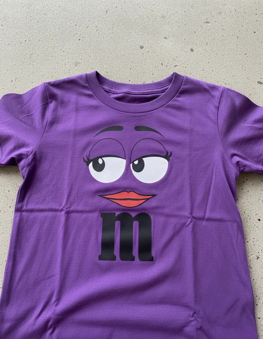 Camiseta Roxa Infantil Unissex m&m mod 3 mlc
