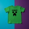 Camiseta Manga Curta Verde Infantil Unissex Minecraft Creeper