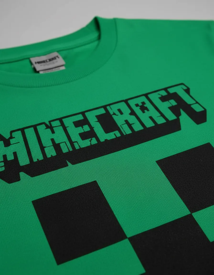 Camiseta Manga Comprida Adulto Unissex Verde Minecraft Creeper mlc