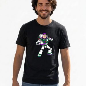 Camiseta Manga Curta Adulto Unissex Preta Buzz Toy Story mlc