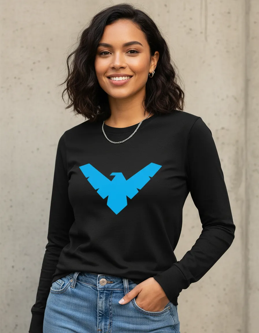 Camiseta Asa Noturna DC Comics Baby Look Manga Longa T-Shirt