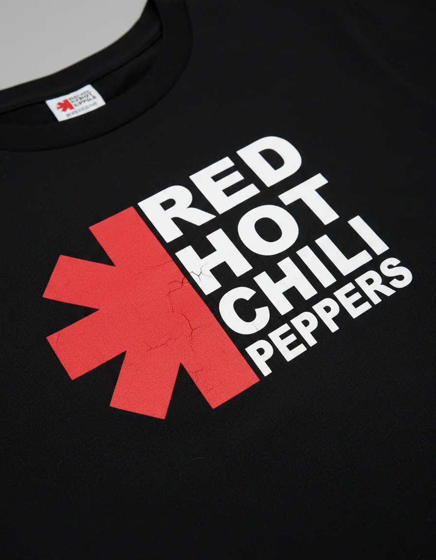 Camiseta Manga Curta Baby Look Preta Feminina Red Hot Chilli Peppers Silk Screen Manual Premium spe