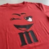 Camiseta Vermelha M&m Baby Look Piscadinha Divertido mlr