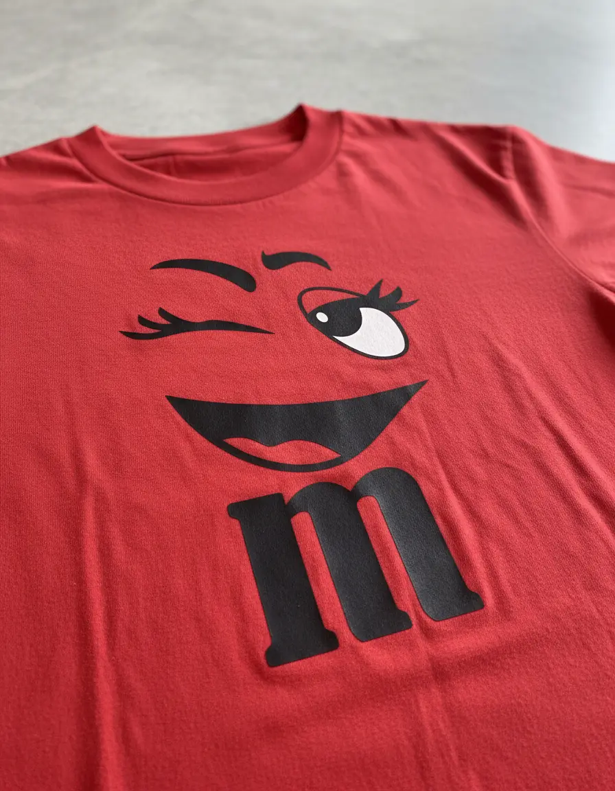 Camiseta Vermelha M&m Baby Look Piscadinha Divertido mlr