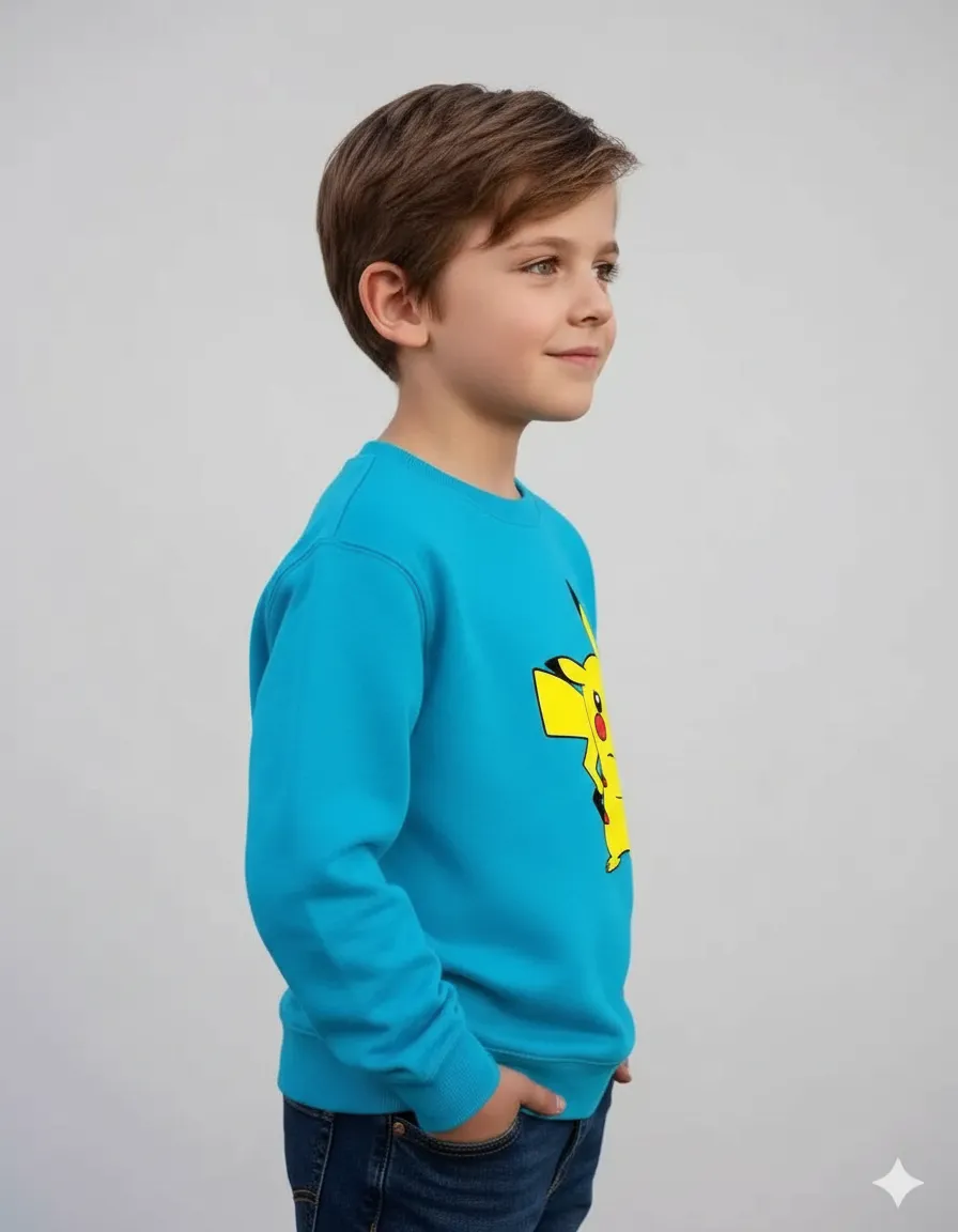 Moletom Flanelado Infantil Blue Com Estampa Do Pikachu mlc