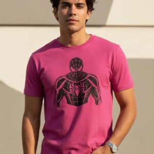 Camiseta Rosa Adulto Unissex Homem-aranha Logo Black T-shirt mlr