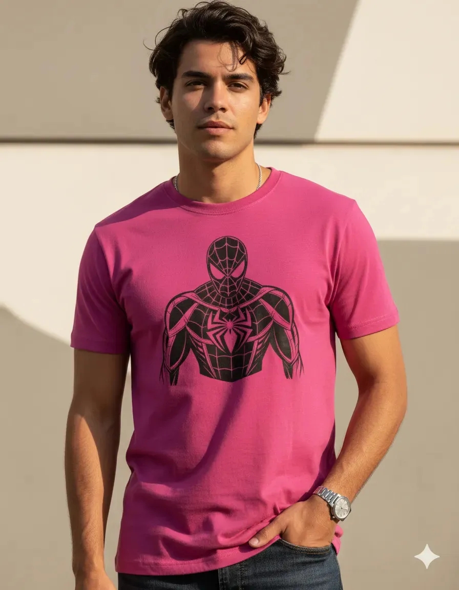 Camiseta Rosa Adulto Unissex Homem-aranha Black T-shirt mlc