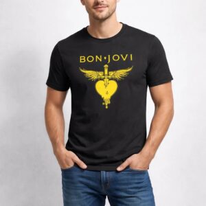 Camiseta Preta Adulto Unissex Bon Jovi mlr