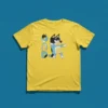 Camiseta Amarela Manga Curta Adulto Unissex Bluey Bandit Pai Silk Screen Manual Premium mlc