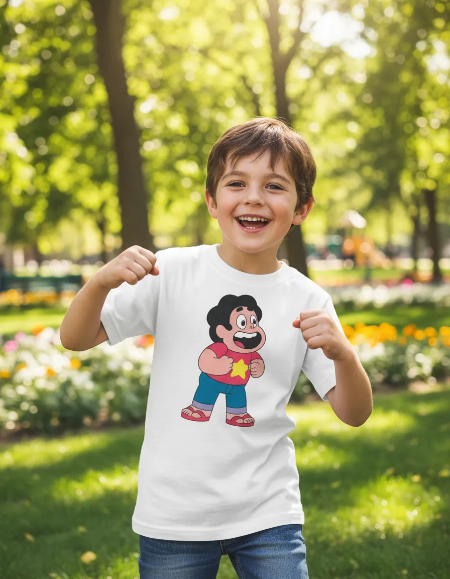 Camiseta Branca Steven Universo ( Infantil ) mlc