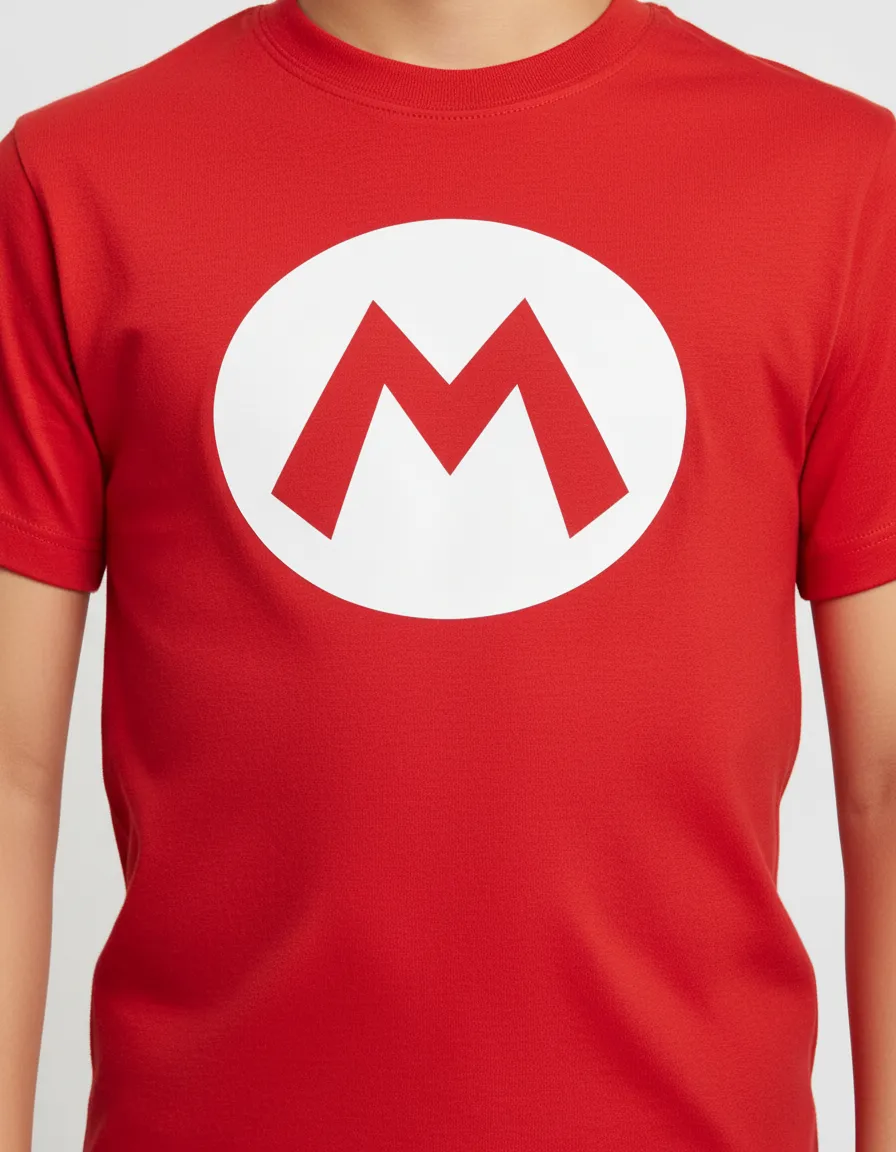 Camiseta Vermelha Infantil Mário Bros mlc