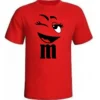 Camiseta Vermelha M&m Baby Look Piscadinha Divertido mlr