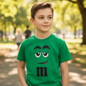 D_NQ_NP_2X_982155-MLA106752479369_022026-F-camiseta-infantil-mm Camiseta Verde Green Infantil Unissex M&m mlr