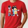 Camiseta Masculina Desenho Pai Bluey Bandit Tradicional Cor Vermelha mlc
