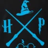 Camiseta Manga Curta Menino Menina Infantil Preta Harry Potter Logo Azul Estampa Silk Screen Manual Mercado Livre