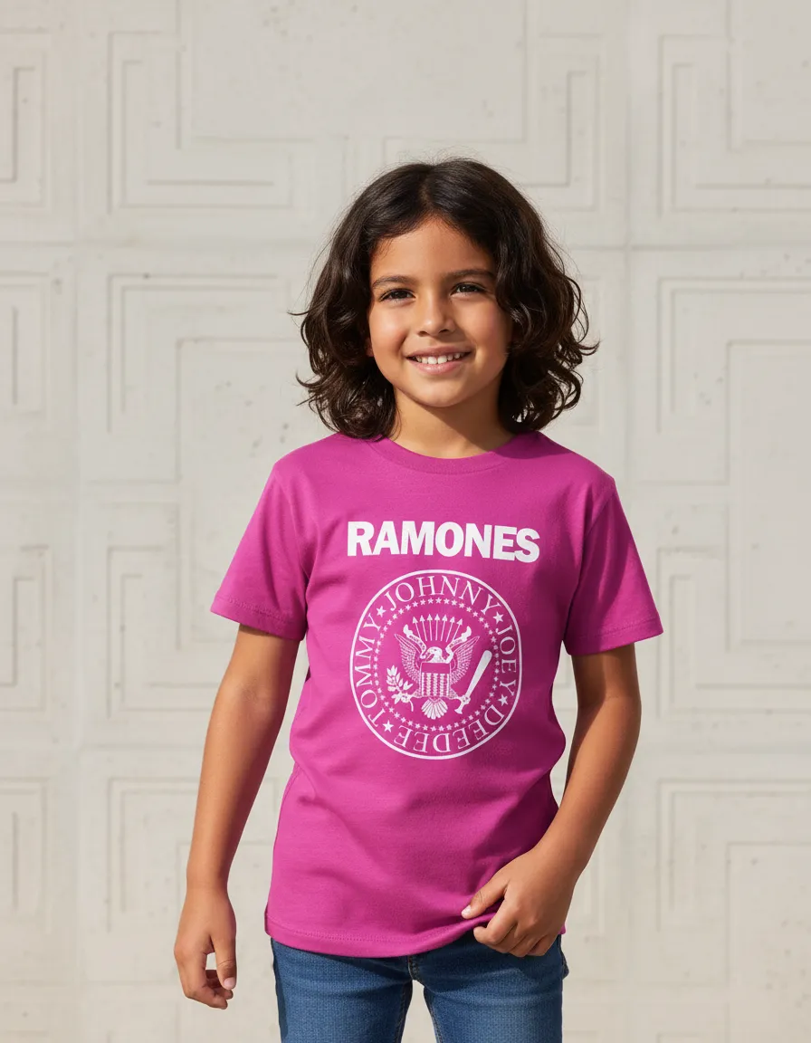 Camiseta Infantil Unissex Roxa Banda Ramones T-shirt Premium spe