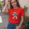 Camiseta Manga Curta Baby Look Vermelha Buzz Lightyear Toy Story mlc