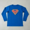 Camiseta Manga Longa Baby Look Azul Supergirl mlr