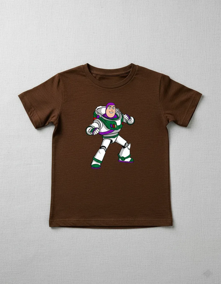 Camiseta Manga Curta Marrom Infantil Buzz Lightyear Toy Story mlc