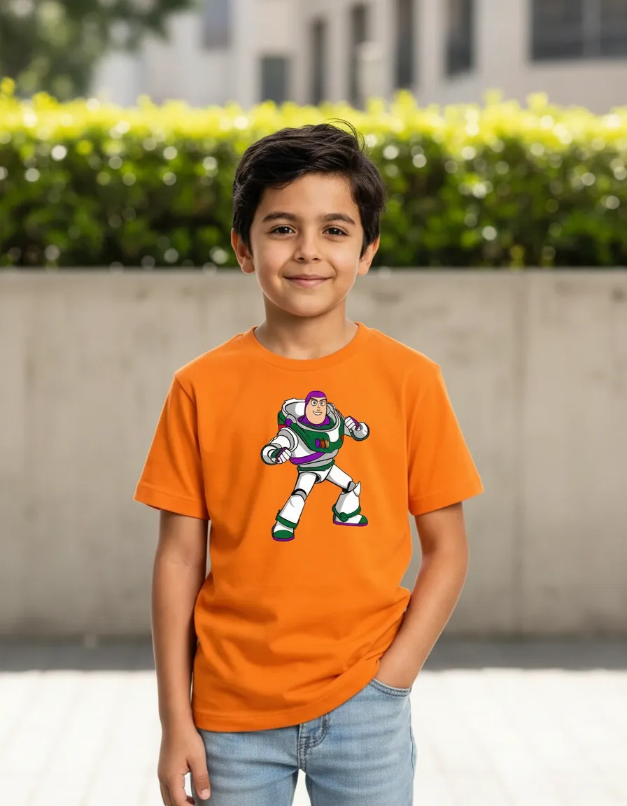 Camiseta Manga Curta Laranja Infantil Buzz Toy Story mlr