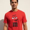 Camiseta Vermelha Unissex Adulto Masculino m&m Carinha mlr
