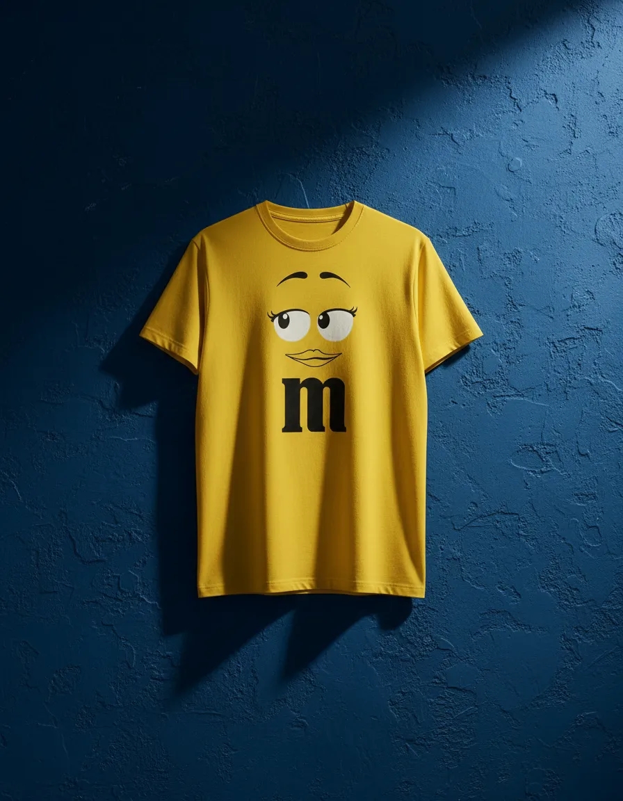 Camiseta Amarela Manga Curta Infantil Unissex m&m mod 3 mlc