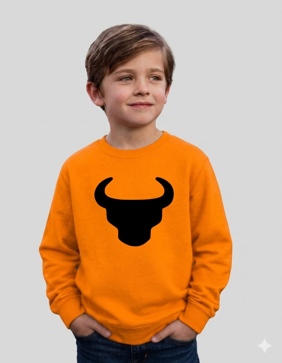 boi Blusa Moletom Laranja Algodão Flanelado Infantil Unissex Aventureiros Boi mlc