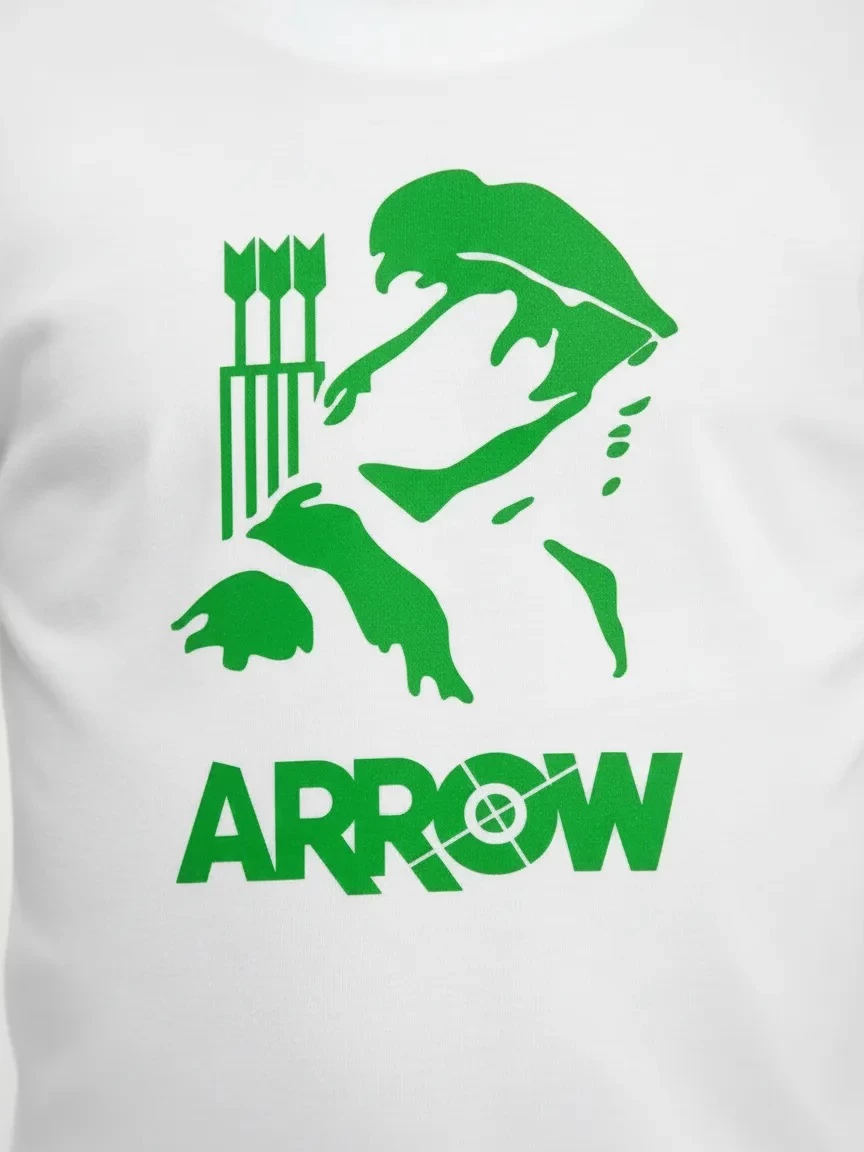 Camiseta Branca Infantil Arrow Arqueiro Verde mlr