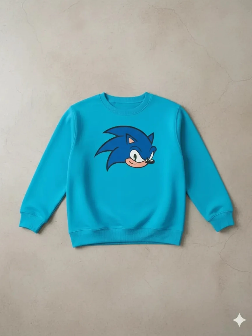 Moletom Flanelado Azul-turquesa Infantil Sonic Premium