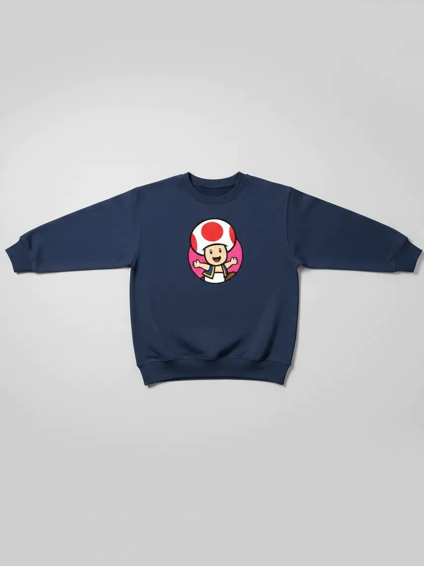 Moletom Toad Mario Bros Algodão Flanelado Infantil ( Azul )