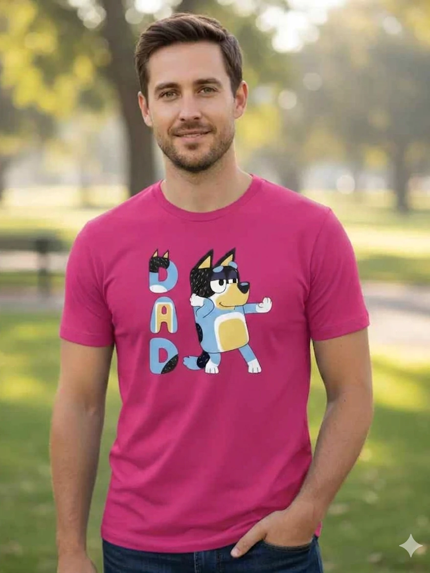Camiseta Adulto Bluey Bandit Pai Cores spe